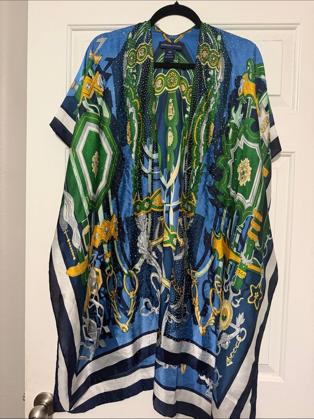 Adrienne Vittadini Blue, Green & Gold Printed Tunic